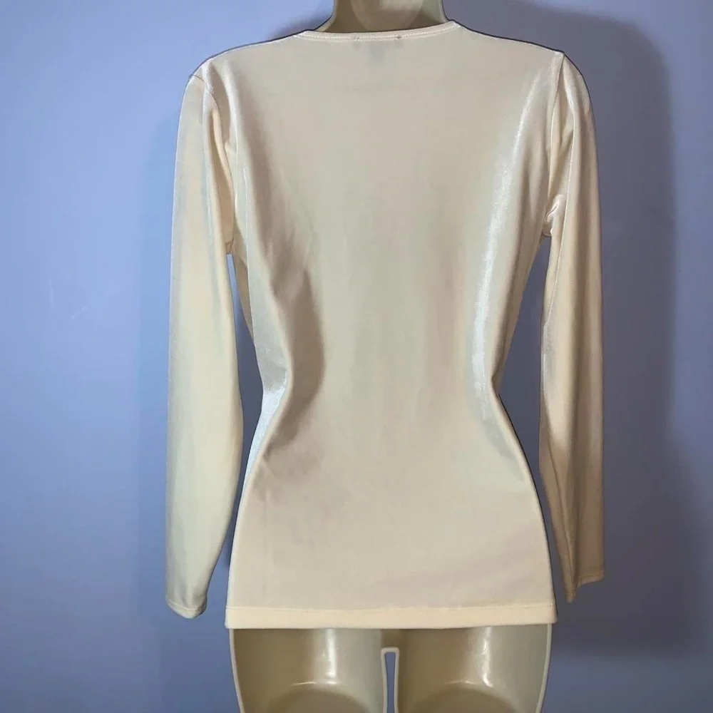 J crew mercantile velvet cream v neck faux wrap long sleeve blouse size small